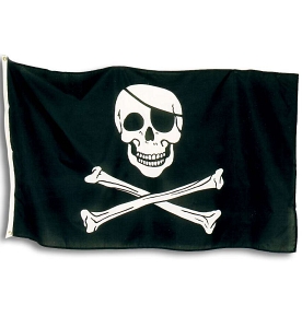 Mit einer Gre von 150 x 90 cm ist unsere Piratenflagge ein Hingucker fr alle Junggesellenabschiede mit dem Motto <i>Wir haben die Braut / den Brutigam</i> entfhrt. Shirtmotive mit diesem Spruch oder richtige Piratenkostme gibt es natrlich auch bei uns.