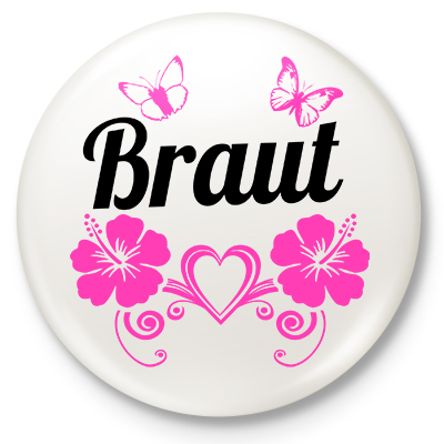 Button Braut (mit Schmetterlingen)