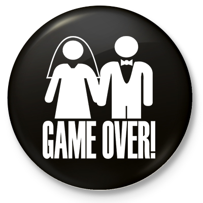 Game Over!
<br>
<br>Button schwarz mit 5,9 cm Durchmesser, Aufdruck in wei