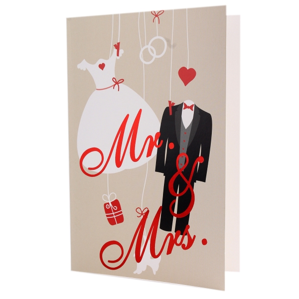 Eine moderne Hochzeitskarte aus unserer <i>Mr&Mrs-Kollektion</i>.
<br>
<br>Inkl. weiem Briefumschlag