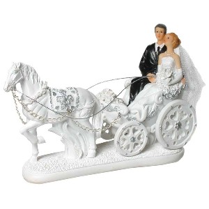 Hochzeitskutsche mit Pferd und Brautpaar
<br>
<br>Poly, 13 x 20,5 cm
<br>