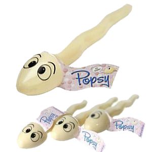 Popsy ist eine riesige Spermie, die zwar nicht befruchten aber berauschen kann. Denn ihr Inhalt hat es in sich: <br><br><small>Leckerer Vanille-Caramel-Sahnelikr, 0,02l 15% vol.
<br>Preis gilt pro Stck.</small> 