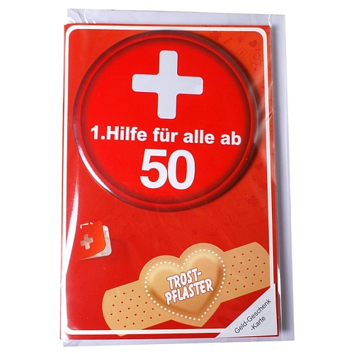 Geschenkkarte mit Erste Hilfe Button 50