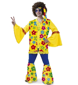 3teiliges Hippie-Outfit fr einen schrillen Junggesellenabschied. Das Set besteht aus Oberteil, Hose und Stirnband.
<br>
<br>Material: 100% Polyester