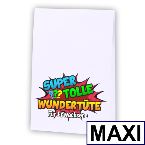 Die MAXI Super tolle Wundertüte für Erwachsene ist mit bis zu 5 Überraschungsartikeln gefüllt. In der Version für Erwachsene können auch Kondome, Alkohol o.ä. enthalten sein.<br><br><b>Der perfekte Verkaufsartikel!</b> 