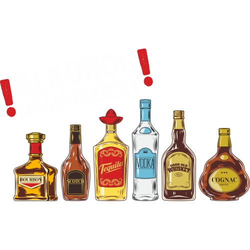 Alkohol desinfiziert - Flaschenparade